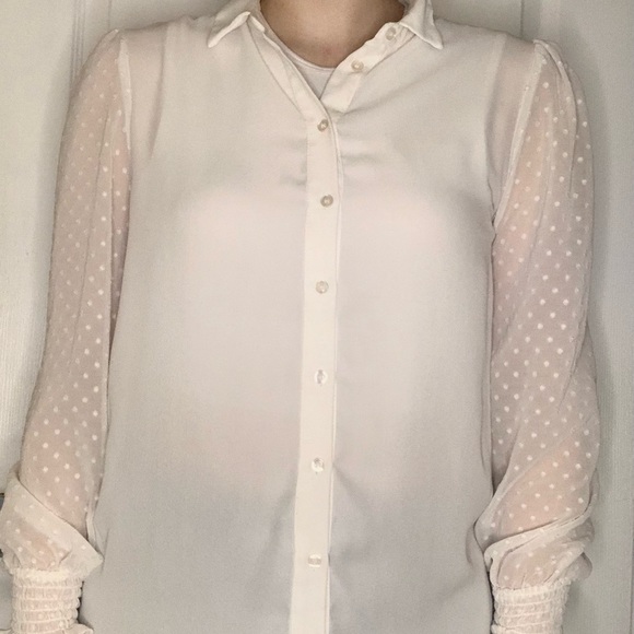 White Polka Dot Sleeves Blouse - Picture 4 of 5